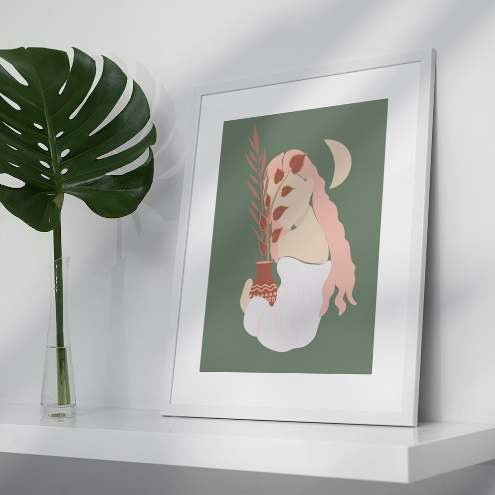 Wall Art Boho Woman Print Poster Illustration Unframed - Picture 4 of 17